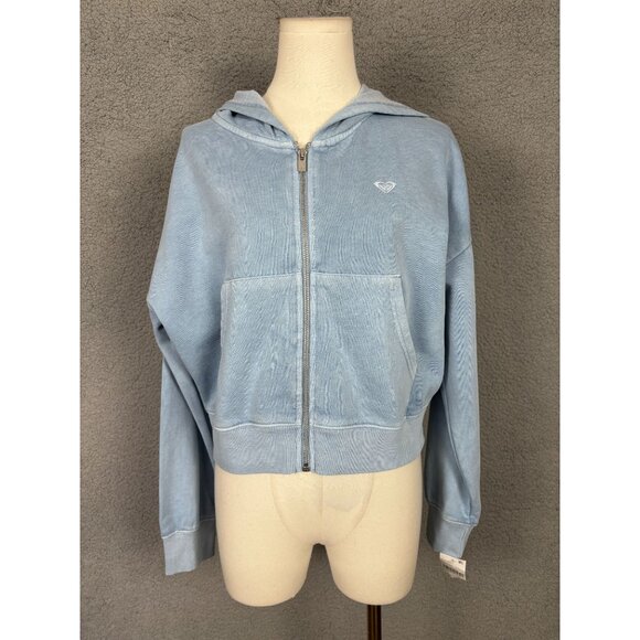 Roxy Juniors' Embroidered Sahara Vibes Zip-Up Hoodie Size Small Blue NWT's - Picture 1 of 8